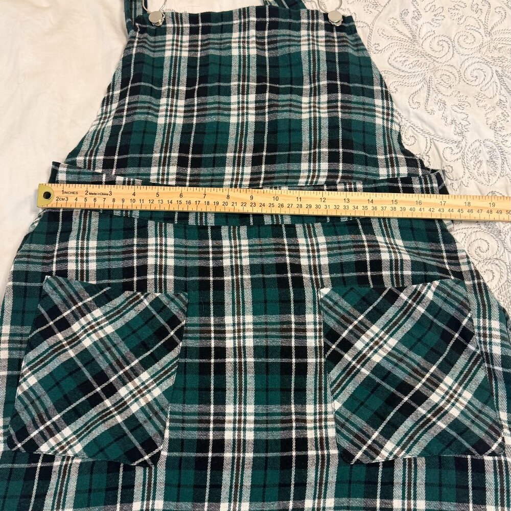 Green Plaid Flannel Jumper Dress 12 Preppy Academia Skater 90s Y2K Gossip Girl - Picture 7 of 10